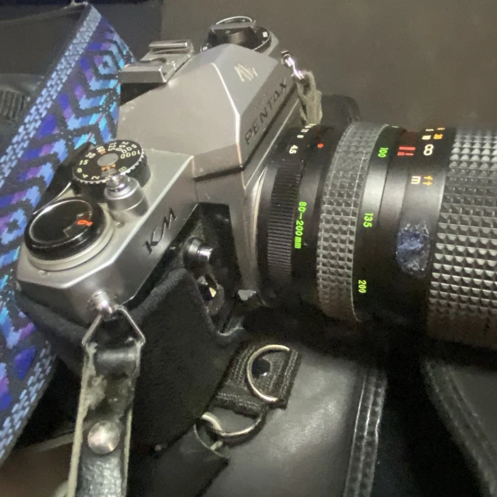 Vintage Pentax Asahi KM Camera w/ Toyo Optics Zoom Lens Nice See Pics W/ Case B2